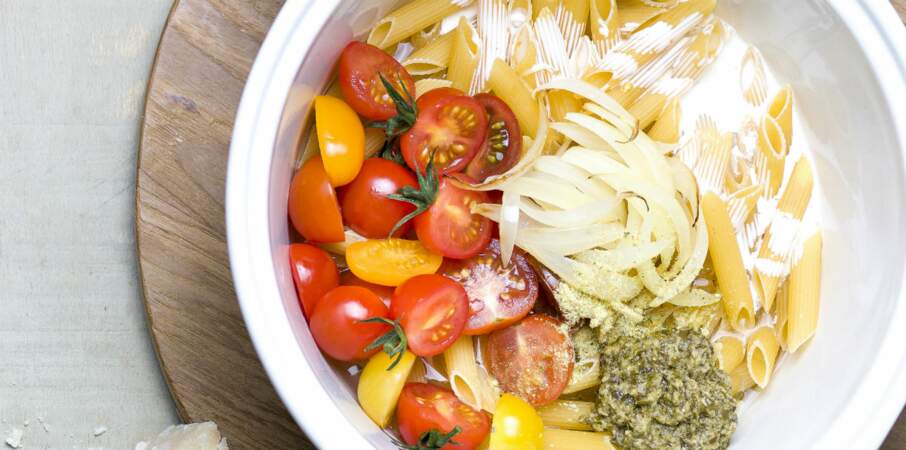 One pot pasta tomates cerises et pesto
