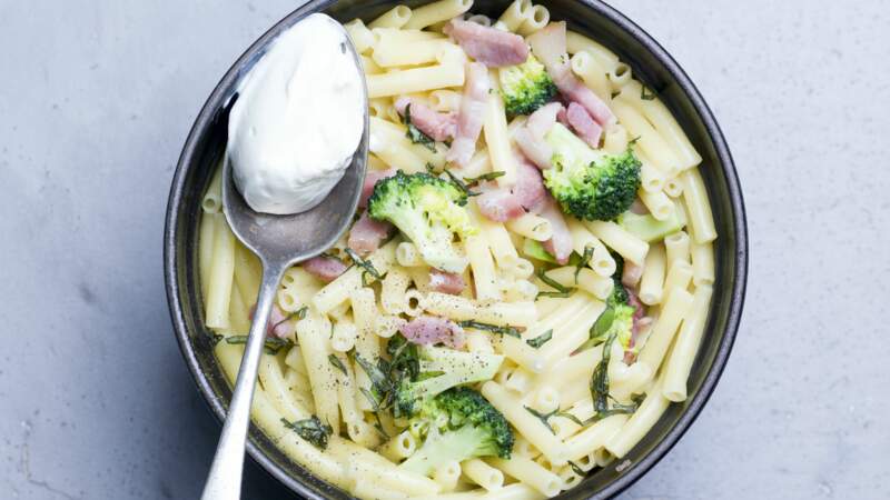 One pot pasta lardons, brocolis et crème au citron