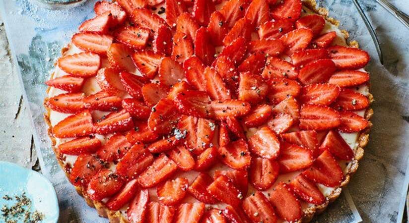 Tarte aux fraises délicatement poivrée