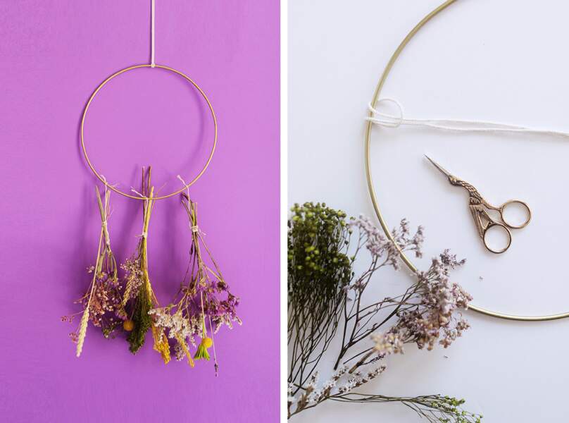 DIY : comment faire un dreamcatcher de fleurs séchées