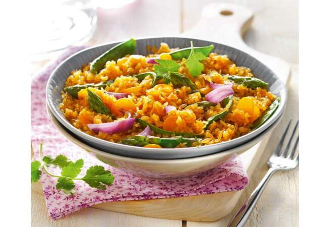 Riz de konjac façon risotto carottes-curry