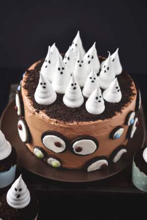 Gâteau d'Halloween, fantômes et yeux