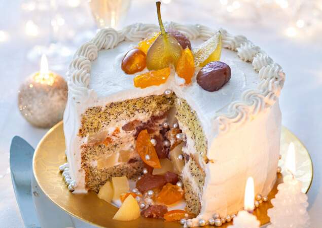 Gâteau de Noël original au poires et fruits confits