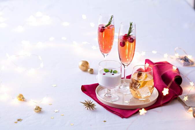 Royal champagne aux cranberries, mojito à la noix de coco et Ice tea de Noël