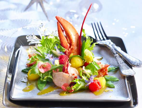 Salade de médaillons de homard, mangue et fruits de la passion