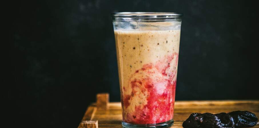 Milkshake fraises, banane & pruneaux d’Agen 