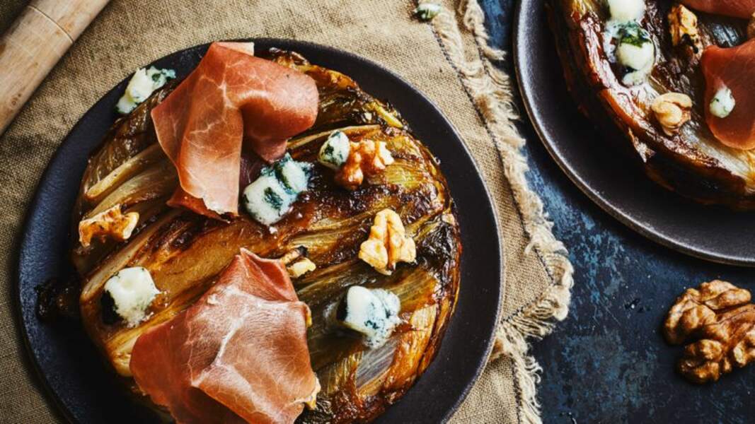Tartelette tatin endive-roquefort au jambon Serrano