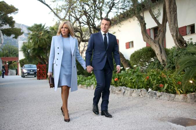 Brigitte et Emmanuel Macron amoureux lors de la visite de Xi Jinping à Beaulieu-sur-mer le 24 mars