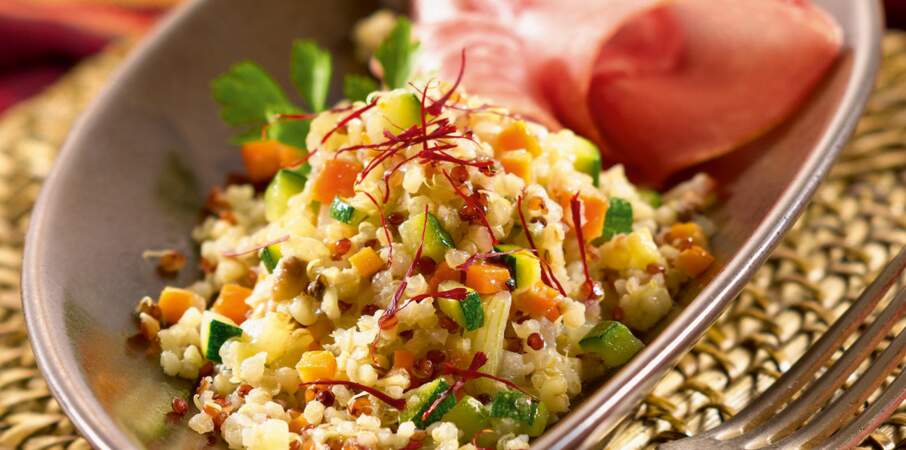 Risotto de quinoa gourmand légumes et jambon de Parme