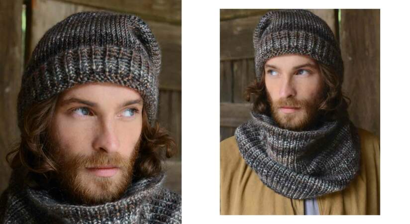 Modèle de tricot gratuit : le bonnet et snood coordonnés pour homme