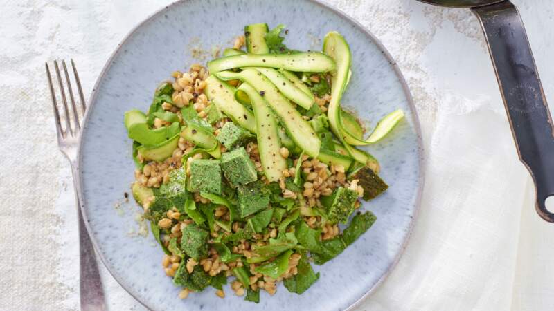 Salade d’épeautre à la frittata d’épinards