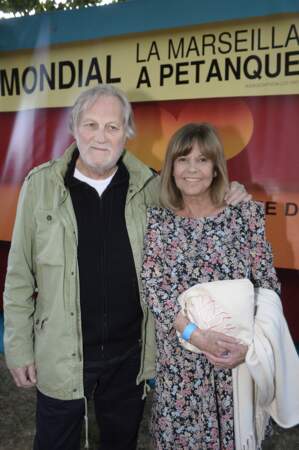 Jean-Jacques Debout, sa femme Chantal Goya lors du trophée des artistes du 55e Mondial La Marseillaise; à Marseille, le 2 juillet 2016.