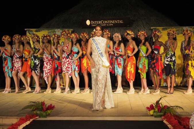 Vaimalama Chaves, Miss France 2019, le soir du dîner de Gala à l'Hôtel Intercontinental de Tahiti.