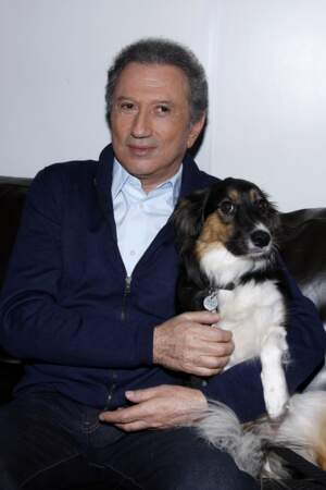 Michel Drucker et sa chienne Isia en 2014