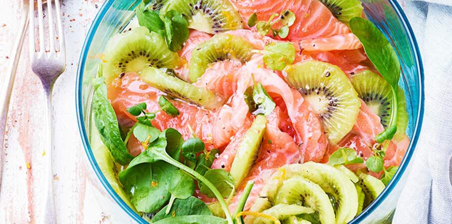 Salade de kiwi et saumon mariné