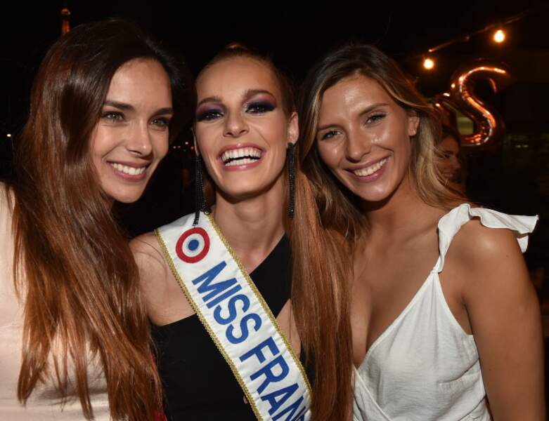 La reine de beauté fête son anniversaire (24 ans) avec ses amies Marine Lorphelin et Camille Cerf en juin 2018