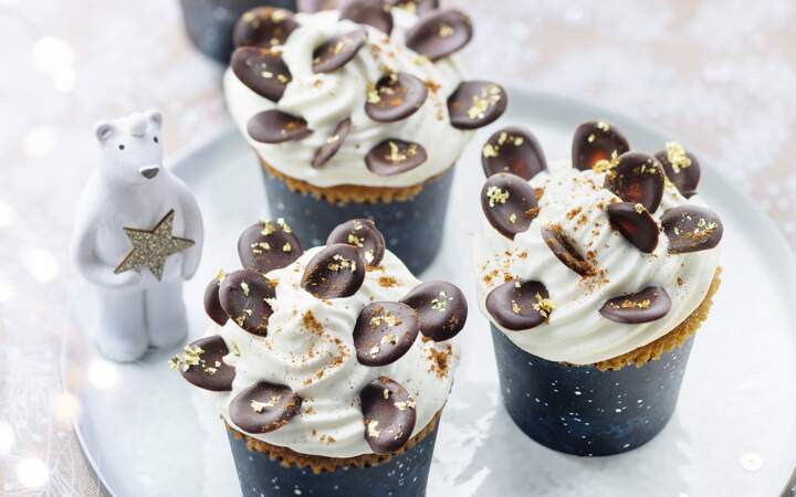Mini cupcakes glacés au chocolat de Noël 