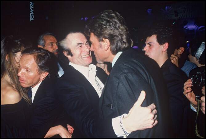 Johnny Hallyday et Alain Barrière en 1989