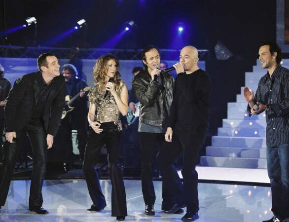 ... Avec Garou, Céline Dion, Jean-Jacques Goldman et Gérard de Palmas lors de l'émission "Spéciale Céline Dion" sur TF1