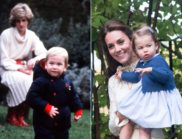 Le prince William et la princesse Charlotte à peu près au même âge, vers 18 mois. La même curiosité dans le regard.