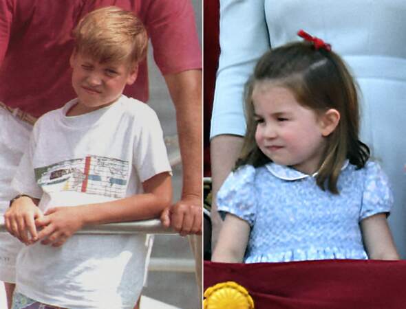 Le prince William et la princesse Charlotte, même expression lors d'un petit moment d'ennui.