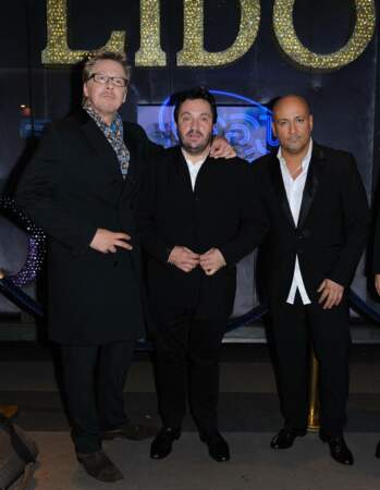 Frederic Anton, Yves Camdeborde et Sébastien Demorand à la soirée du Nouvel An présentée par Arthur au Lido en décembre 2011.