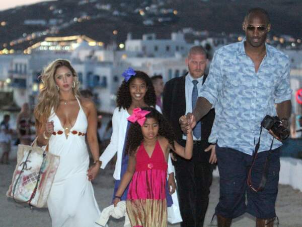 Kobe Bryant est en vacances avec sa femme Vanessa et leurs filles Natalia et Gianna à Mykonos en Grèce, le 24 juin 2014.