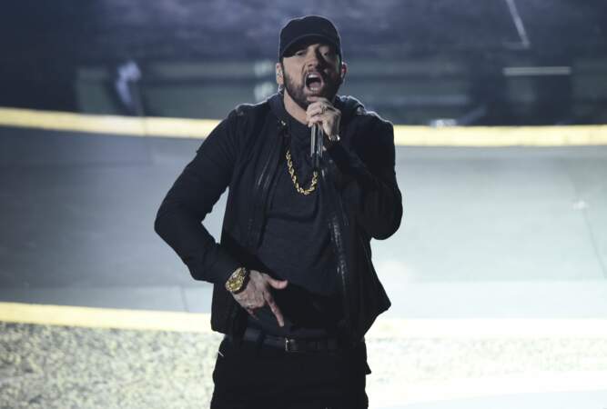Le chanteur Eminem sur scène