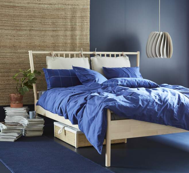 Chambre bleue et rotin IKEA