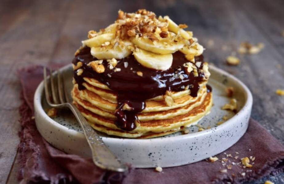 Pancakes noisettes et chocolat sans sucre 