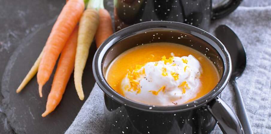 Cappuccino de carottes au yuzu, chantilly à l’orange
