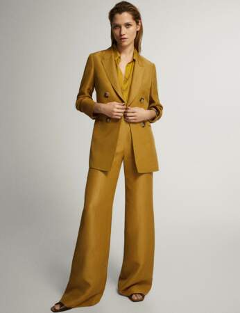 Tailleur pantalon colorblock : moutarde
