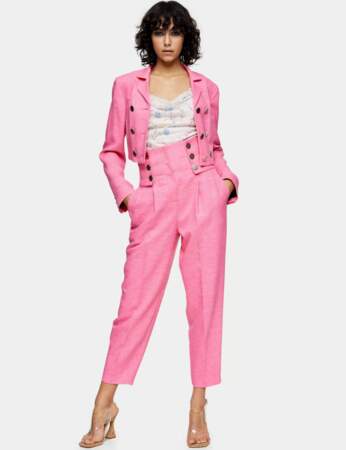 Tailleur pantalon colorblock : rose Barbie