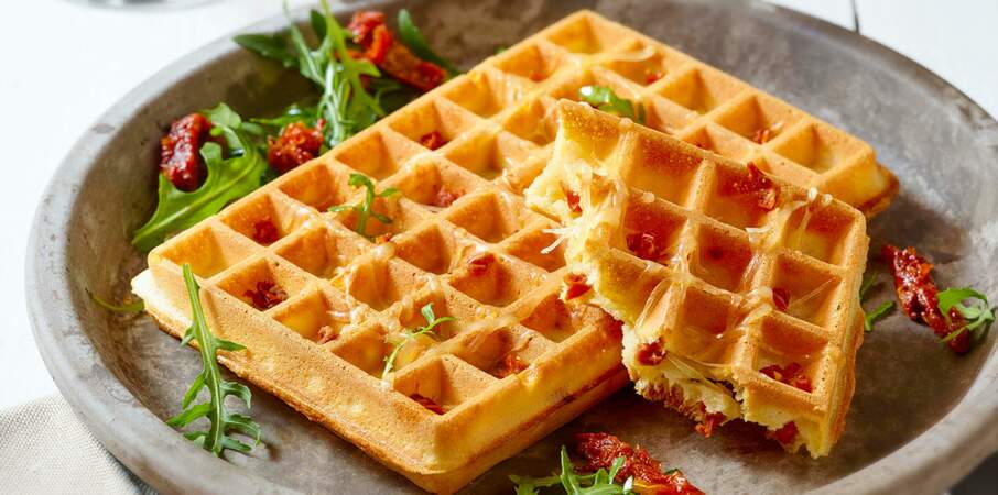Gaufre fromage-tomates confites