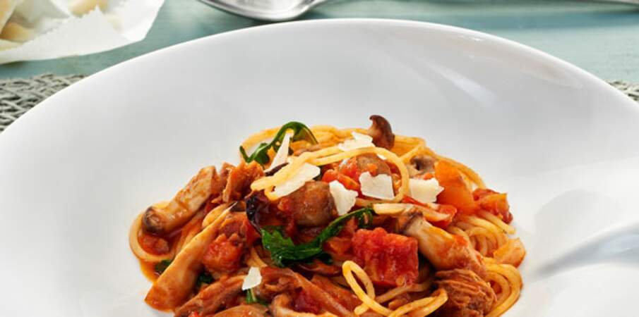 Spaghettis ponzu et champignons