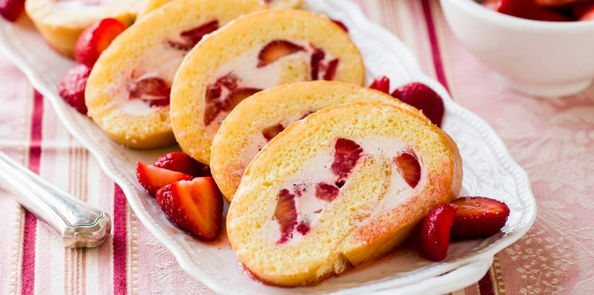 Biscuit roulé aux fraises