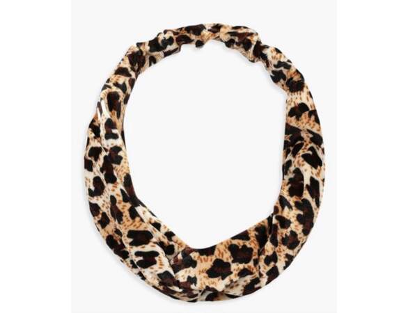 Bandeau pour cheveux nœud torsadé imprimé léopard