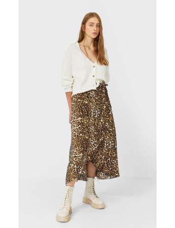 Jupe longue leopard stradivarius hot sale