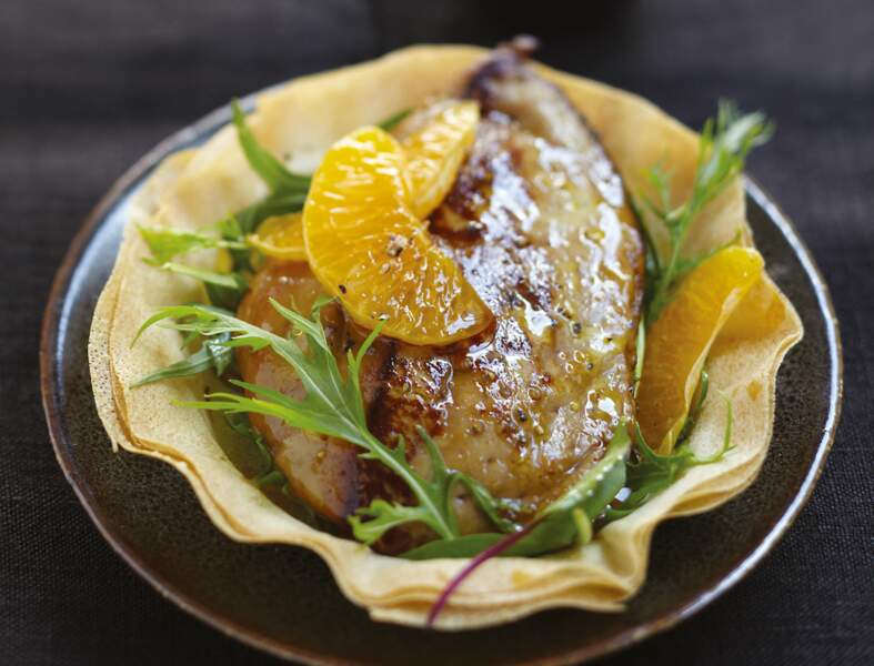 Foie gras de canard des Landes chaud et clémentines de Corse IGP