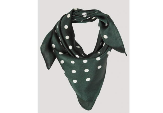 Foulard Carré Emanuel Ungaro – Pois Noir, Blanc Et Rose – Polyester, Bandana