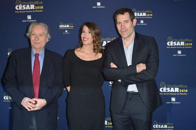 Etienne Mallet, Nathalie Marchak et  Jalil Lespert, au dîner des producteurs et remise du prix "Daniel Toscan du Plantier", à Paris, le 26 février 2018.