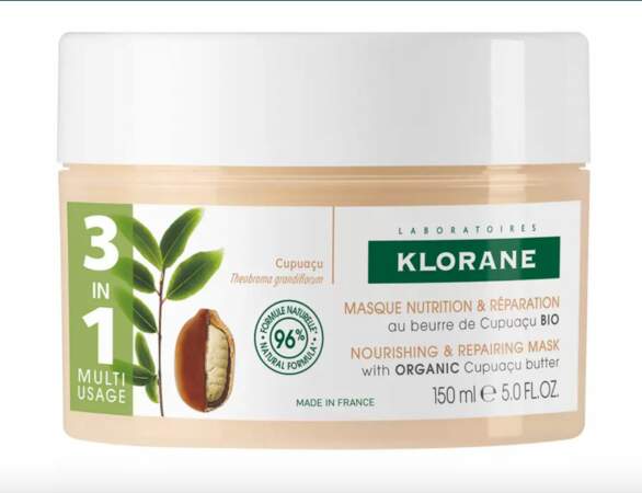 Meilleur soin cheveux : Masque Nutrition & Réparation au beurre de Cupuaçu Bio, Laboratoires Klorane
