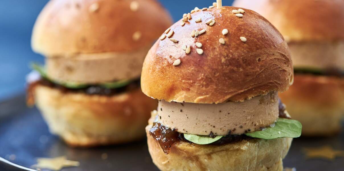 Mini burgers au foie gras et chutney de figues