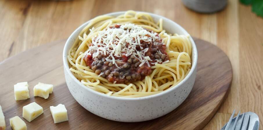 Spaghettis à la bolognaise végétale