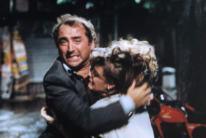 Claude Brasseur et Romy Schneider sur le tournage du film "Une histoire simple", en 1978.