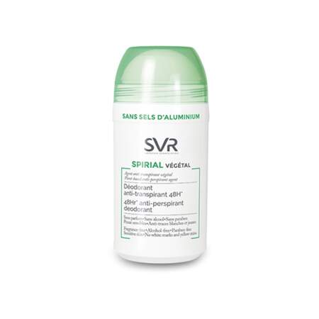 Spirial végétal - Déodorant Anti-transpirant 48h, SVR, roll-on 50 ml, prix indicatif : 7,90 €