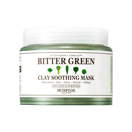 Bitter Green - Masque à L'Argile Apaisant, Skinfood, pot 145 g, prix indicatif : 24,90 €