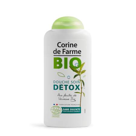 Douche Soin Détox Bio, Corine de Farme, flacon 300 ml, prix indicatif : 3,90 €