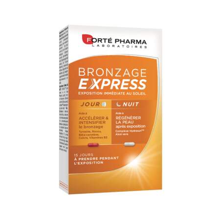 Bronzage Express, Forte Pharma, 15 + 15 gélules, prix indicatif : 14,90 €