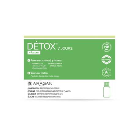 4 - Détox 7-jours, Aragan, 7 flacons de 10 ml, prix indicatif : 17,44 €